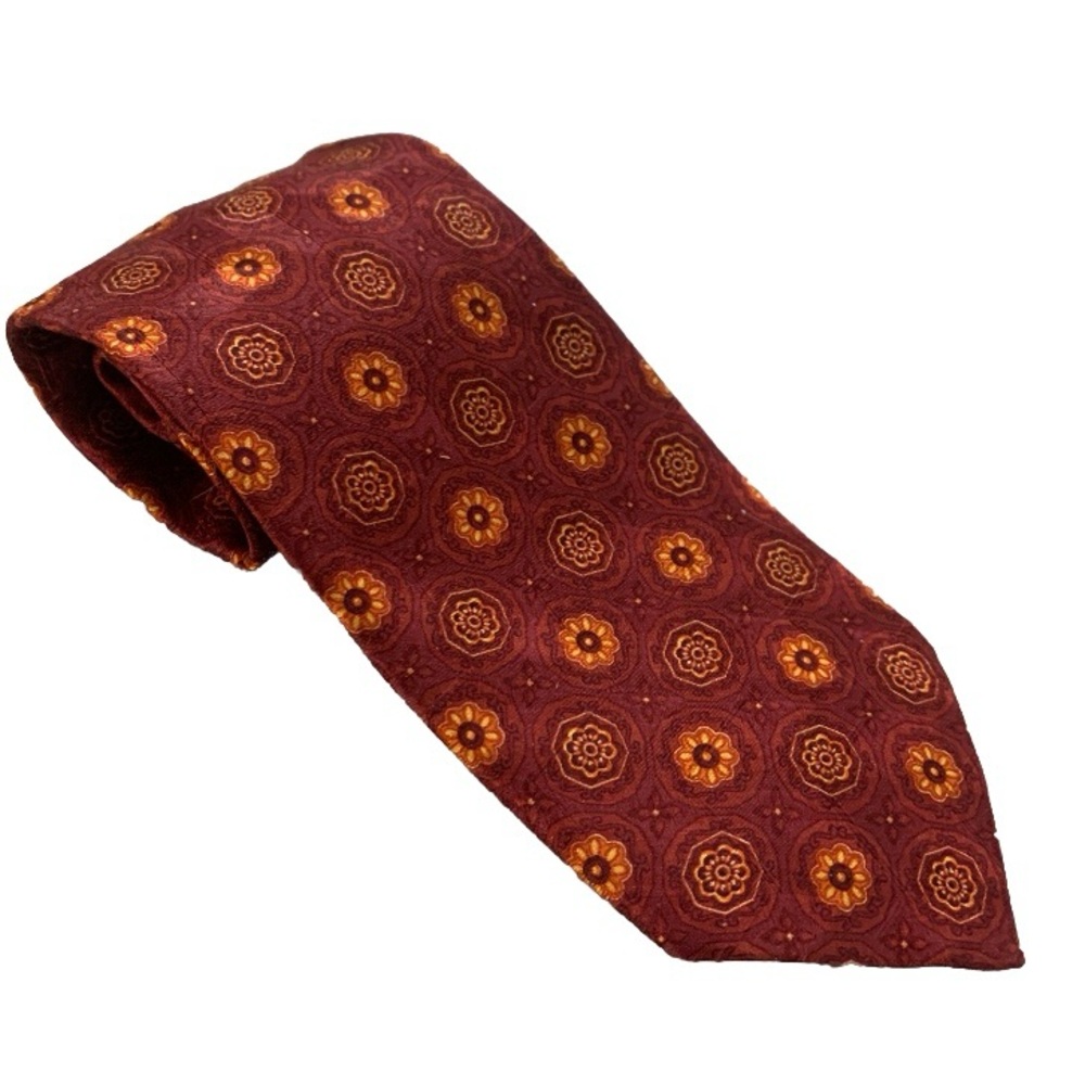 Ermenegildo Zegna Tie Silk Red Orange Rich Burgundy Necktie Men’s Nice Condition